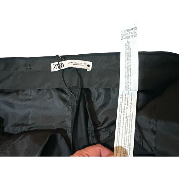 Zara Dress Jeans Size XS Black Straight Drawstring Waist W/Pockets RN 77302 - Picture 9 of 11